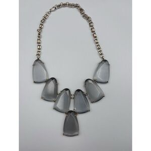 Kendra Scott Gray Harlow Statement Necklace With Gold Medal. 2609